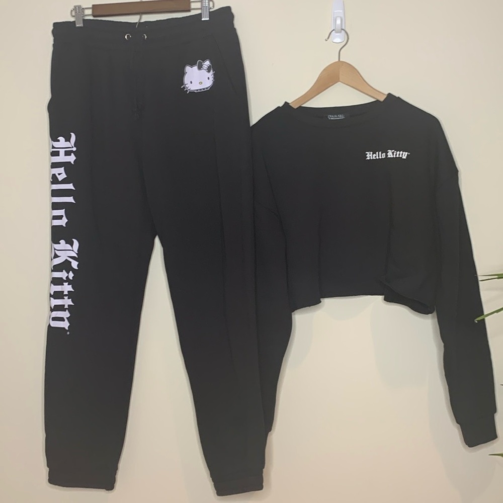 Dolls Kill Hello Kitty 3 Piece Sweatpants Sweatshirt XXL Emily the Strange Tote - Picture 3 of 17